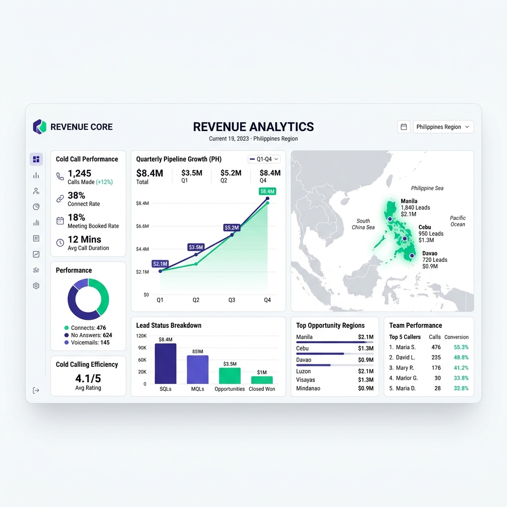 cold calling agency Philippines dashboard
